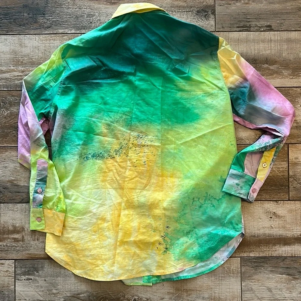 THE KIT WOMENS TIE DYE SPLATTER BUTTON UP SHIRT
SIZE XS - Picture 2 of 7